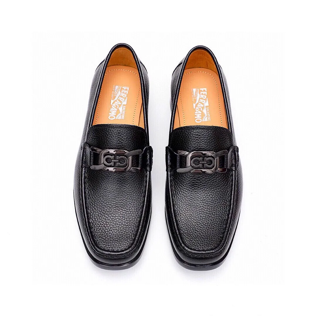 Men's shoes 💰520 💐[Ferragamo/Ferragamo] New 🐲Ferragamo* Ferragamo classic formal leather shoes! It uses imported first-layer pebbled cowhide leather upper + luxurious hardware buckle, and the inner first-layer comfortable cowhide leather lining! Original rubber outsole! Code number 38-44 (45🉑️customized)